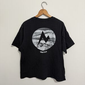 Marmot T-Shirt Men's XL Short Sleeve Shirt Cotton Mountain Logo Black Adult